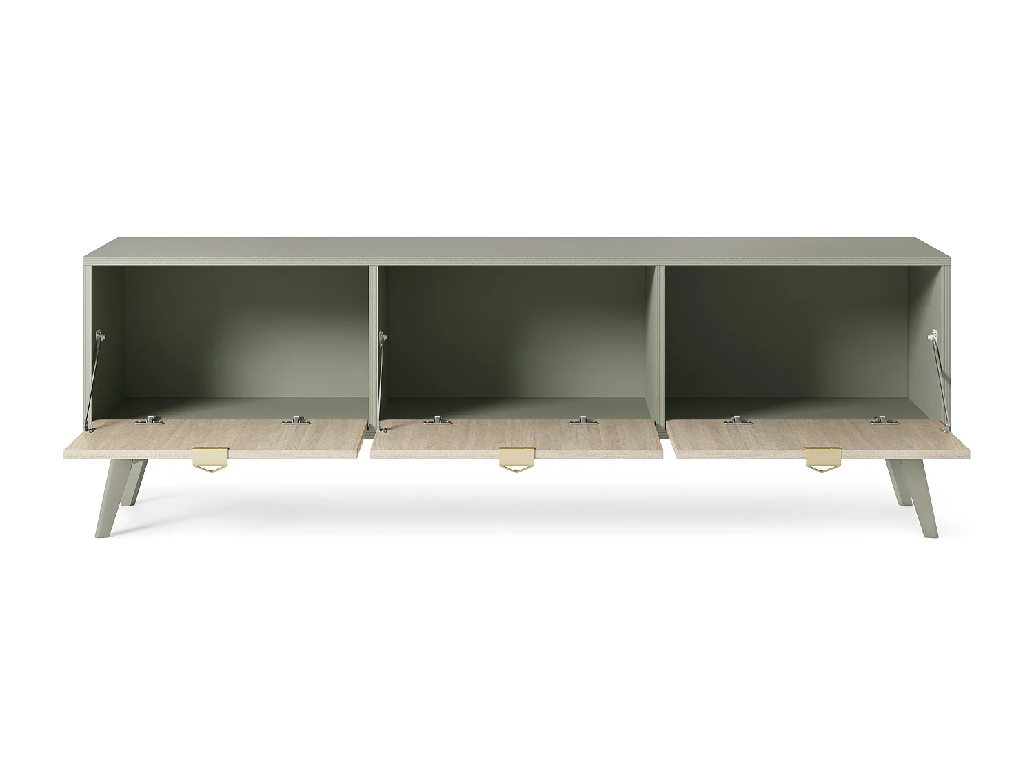 TV-meubel 150 cm Wood - TV-kast met 3 deuren, boho-stijl, Eucalyptus