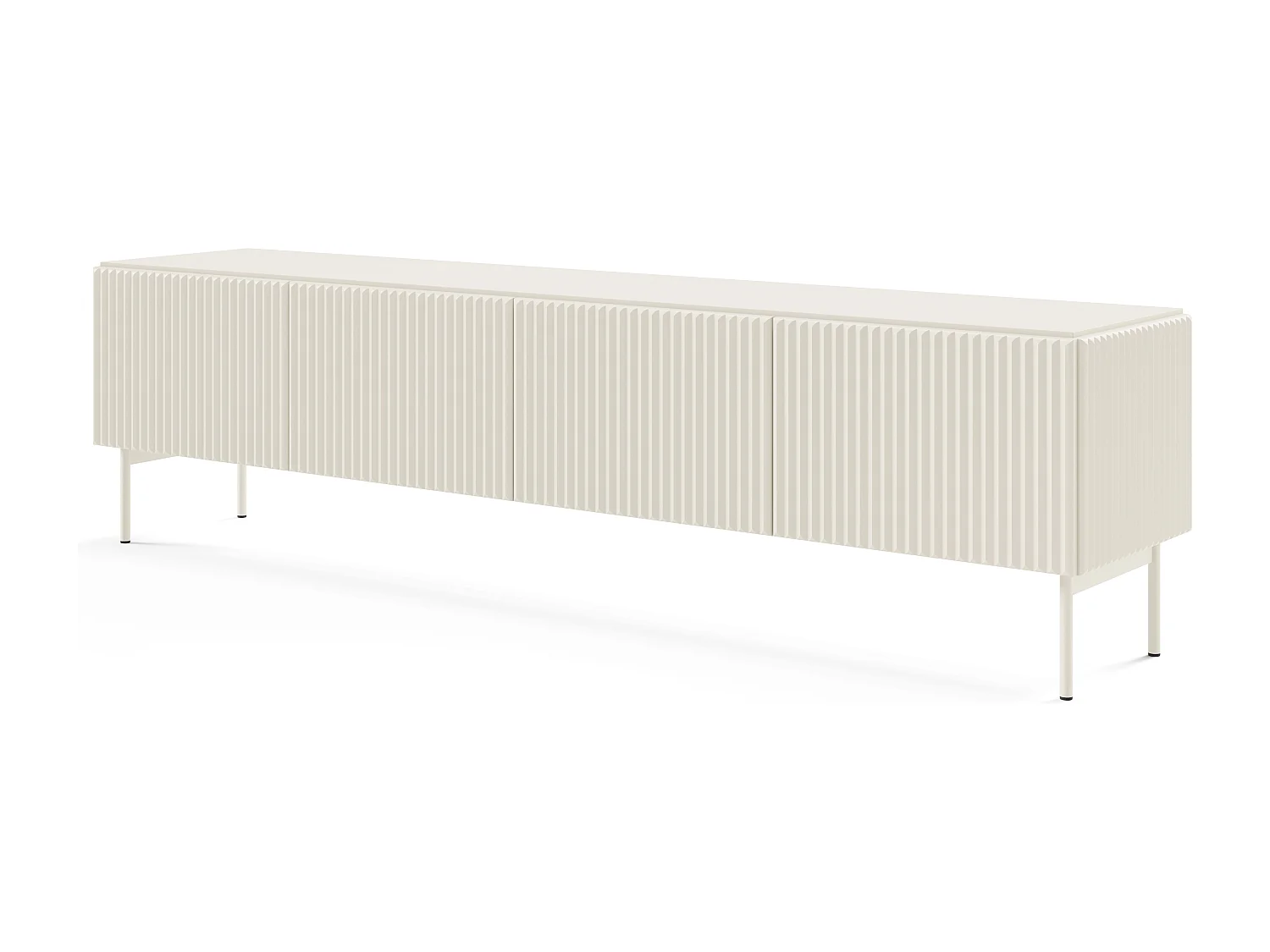 TV-meubel met geribbelde fronten 195 cm Galiano op poten - 4 deuren, tv-meubel voor de woonkamer - kasjmier