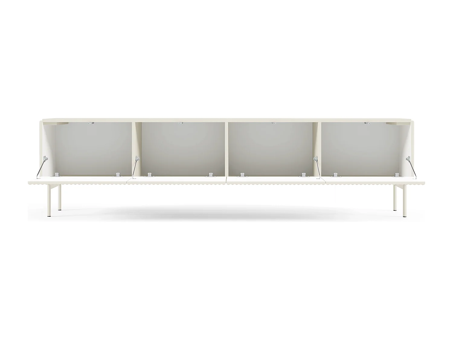 TV-meubel met geribbelde fronten 195 cm Galiano op poten - 4 deuren, tv-meubel voor de woonkamer - kasjmier
