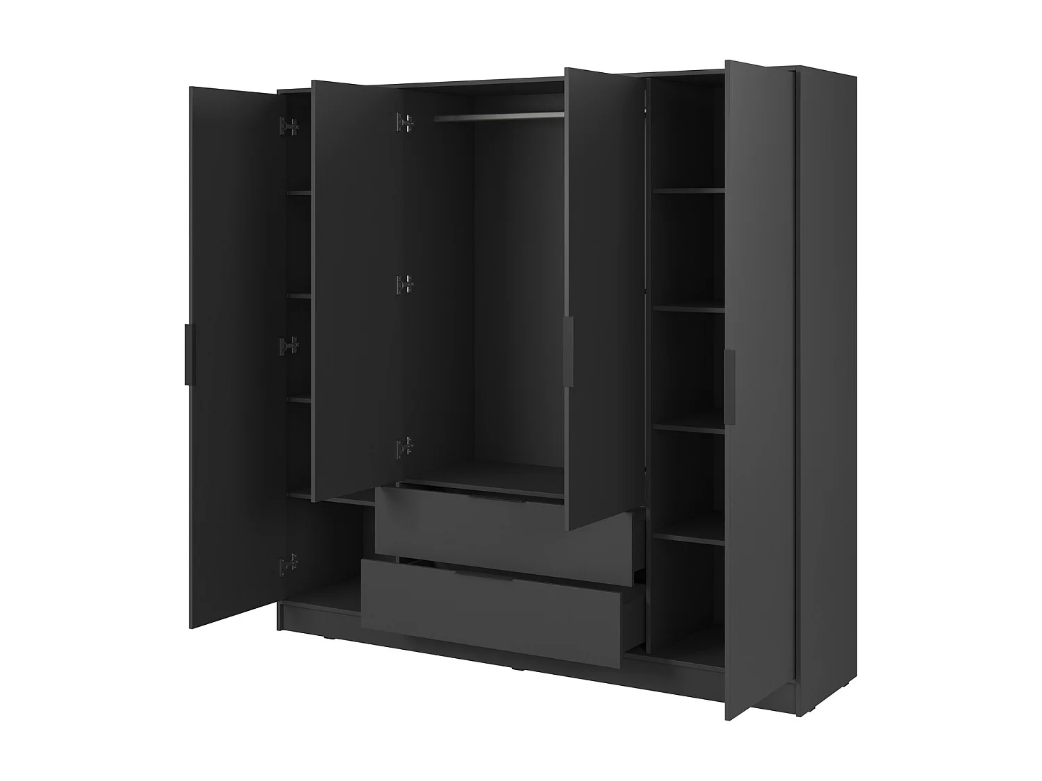 Armoire 200 cm Kalma 4D - armoire 4 portes avec tiroirs pour salon, chambre - graphite