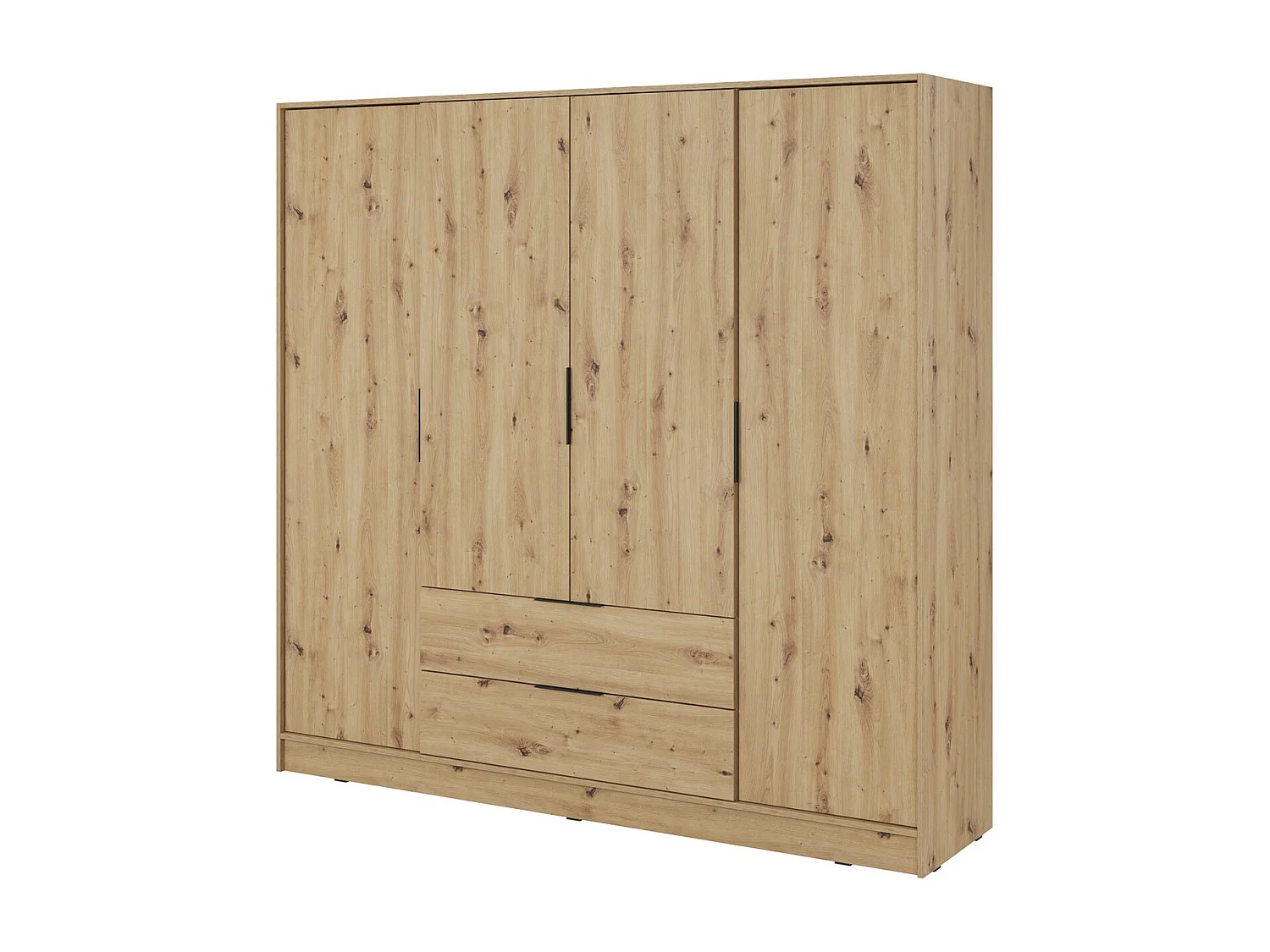 Draaideurkast 200 cm Kalma 4D - vierdeurs kast met lades voor de woonkamer, slaapkamer - Artisan eiken