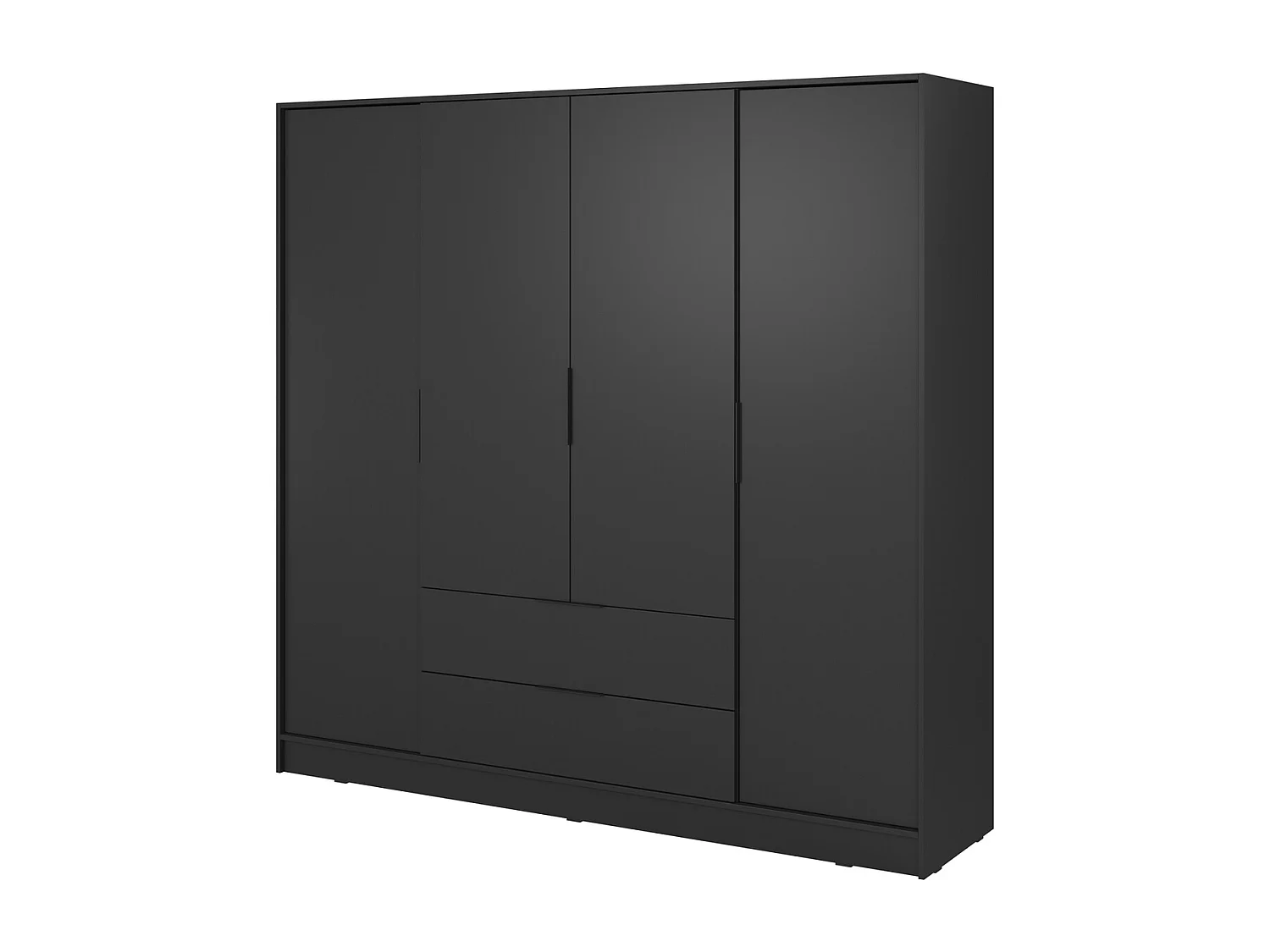 Draaideurkast 200 cm Kalma 4D - vierdeurs kast met lades voor de woonkamer, slaapkamer - zwart