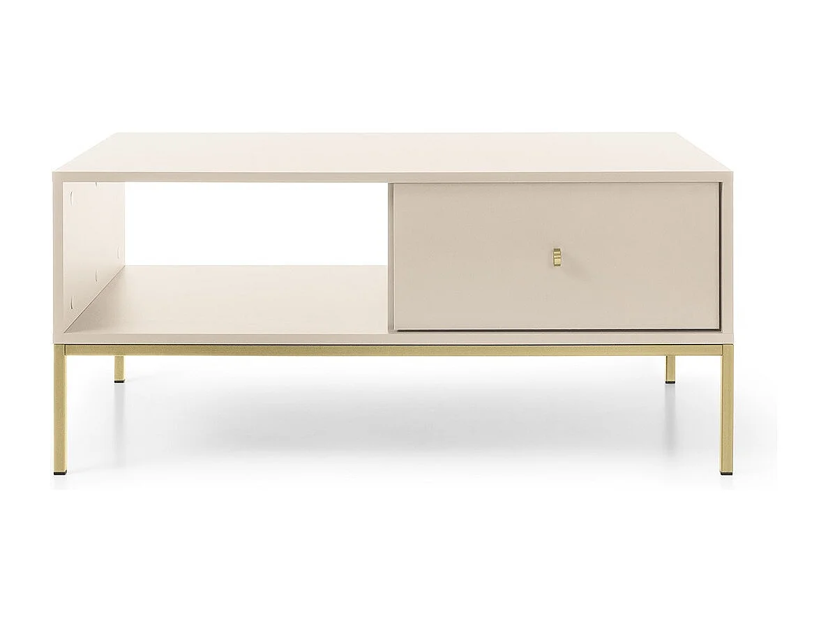 Salontafel 100 cm Monti - lade, poten, woonkamer tafel - beige + goud