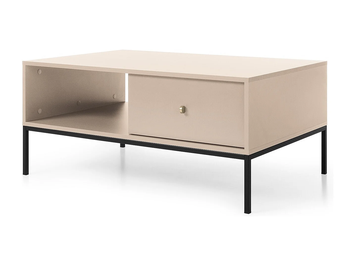 Salontafel 100 cm Monti - lade, poten, woonkamer tafel - beige + zwart