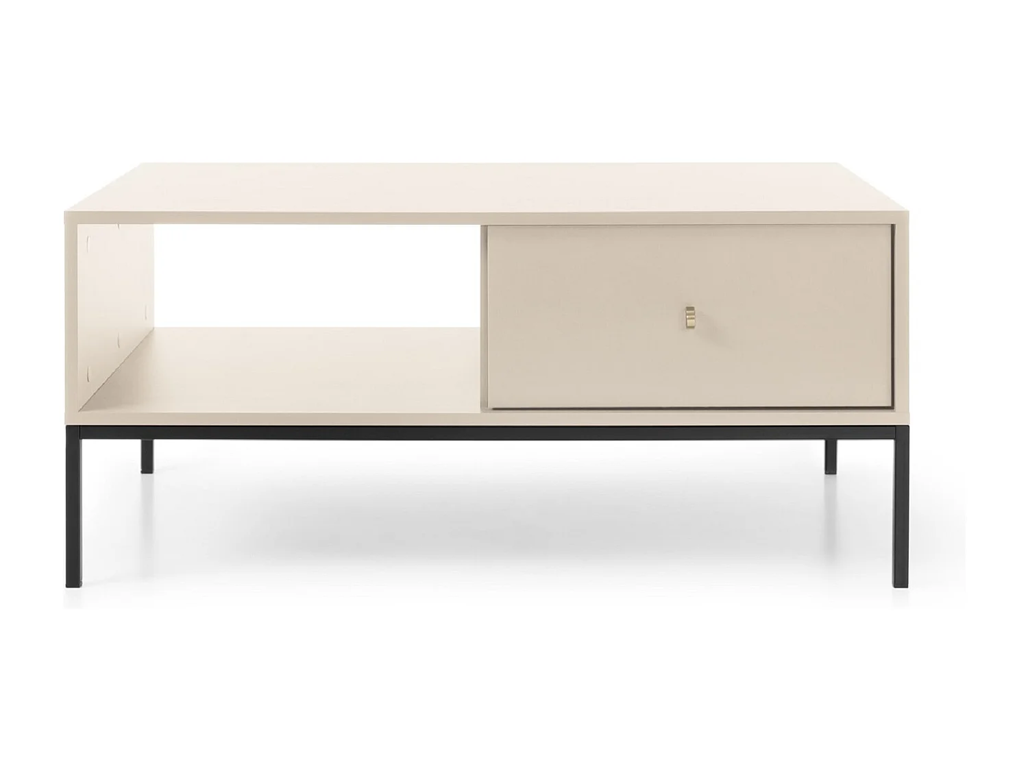 Salontafel 100 cm Monti - lade, poten, woonkamer tafel - beige + zwart