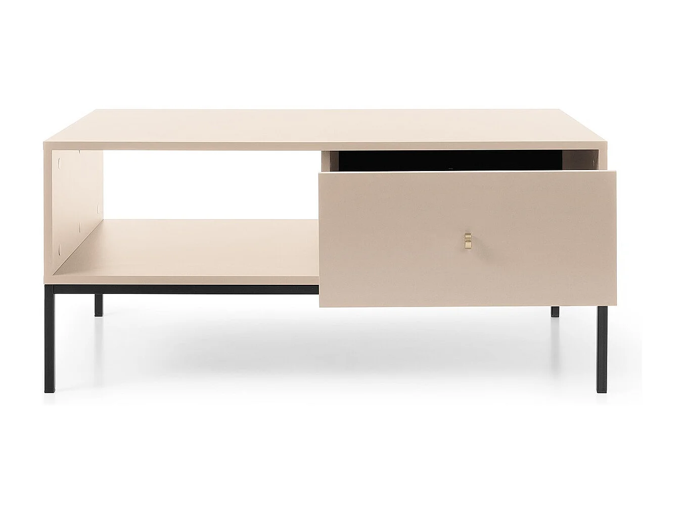 Salontafel 100 cm Monti - lade, poten, woonkamer tafel - beige + zwart