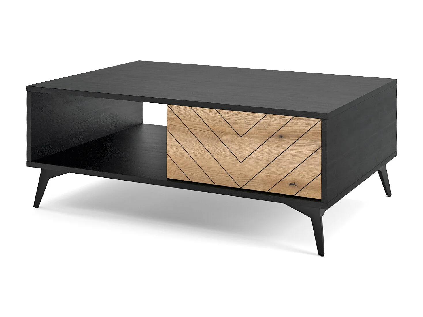 Table basse 100 cm avec tiroir Emerald - table basse, style loft, chêne Evoke