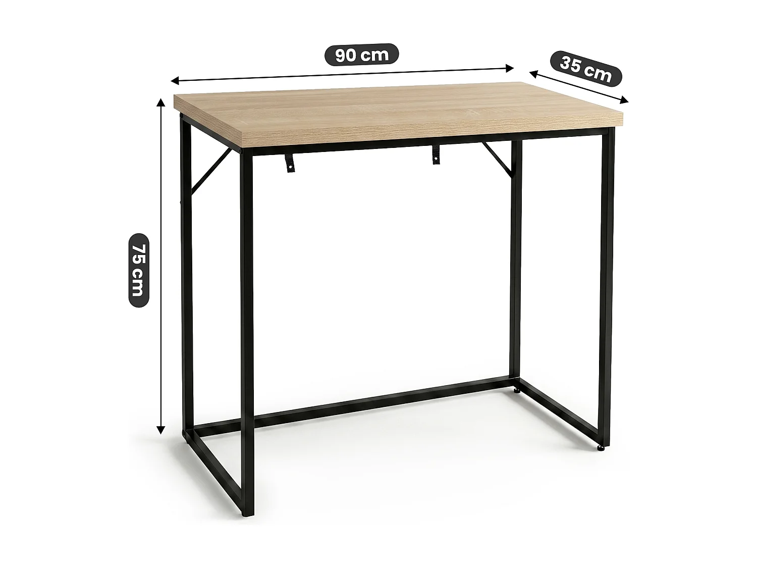 Table console style loft ORIGO 90 cm Chêne Sonoma Pieds noirs