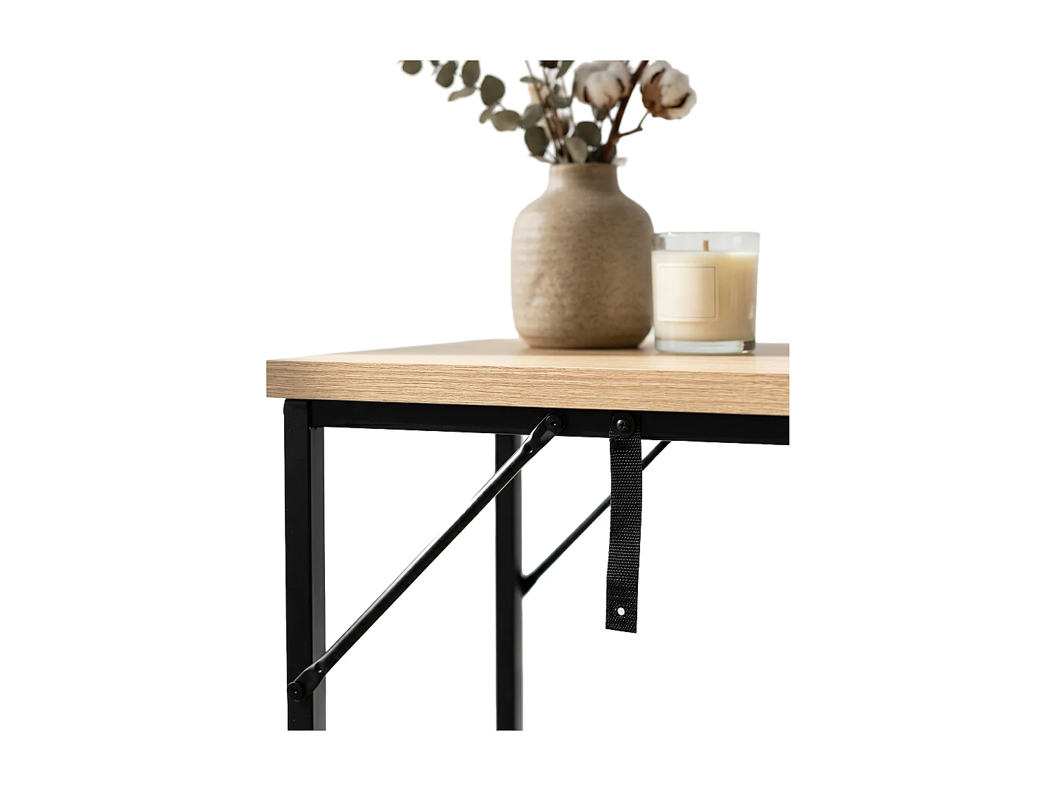 Table console style loft ORIGO 90 cm Chêne Sonoma Pieds noirs