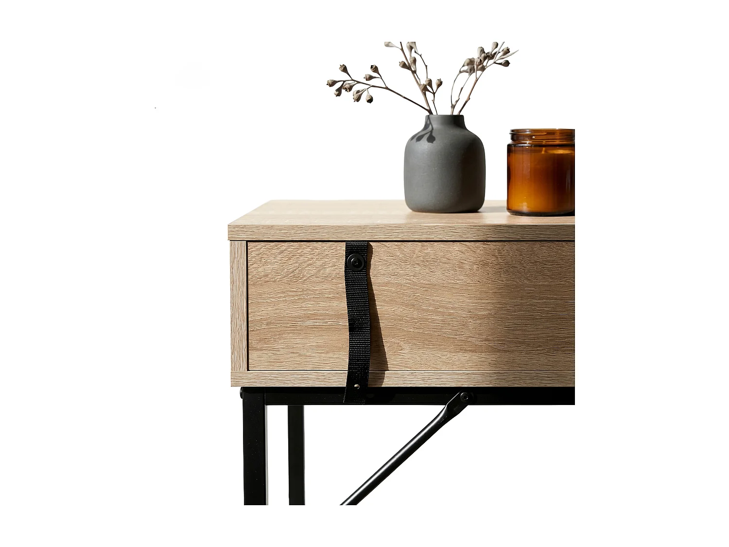 Consoletafel loftstijl MODENA 1 lade 80 cm sonoma eiken zwarte poten
