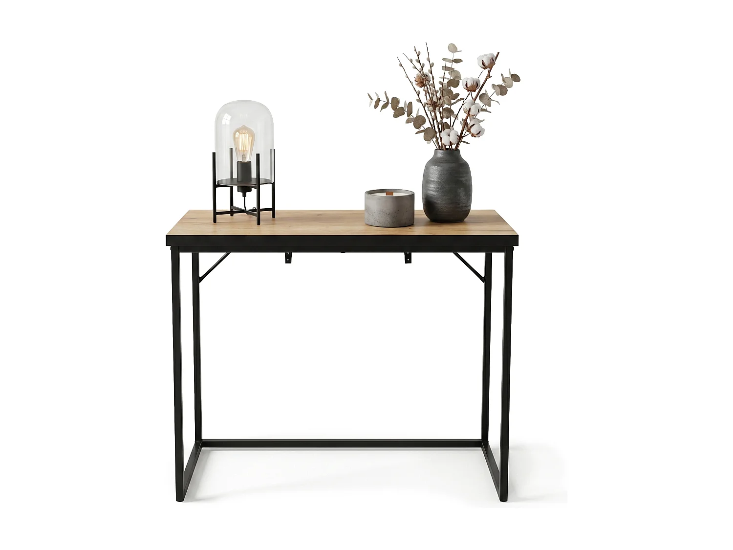 Consoletafel loftstijl ORIGO 90 cm craft eiken zwarte poten