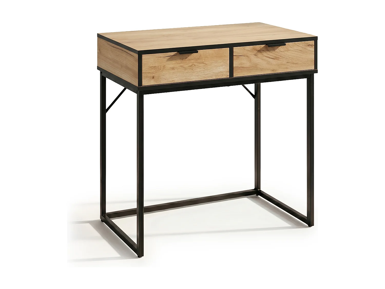 Consoletafel loftstijl ELANO 2 lades 80 cm craft eiken zwarte poten