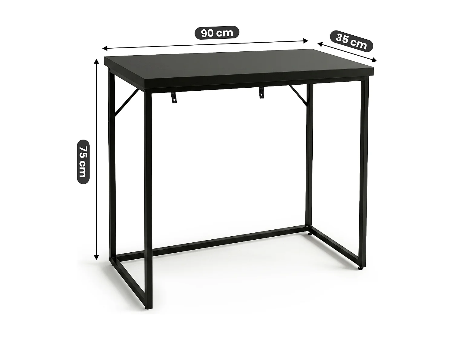 Table console style loft ORIGO 90 cm Noir Pieds noirs