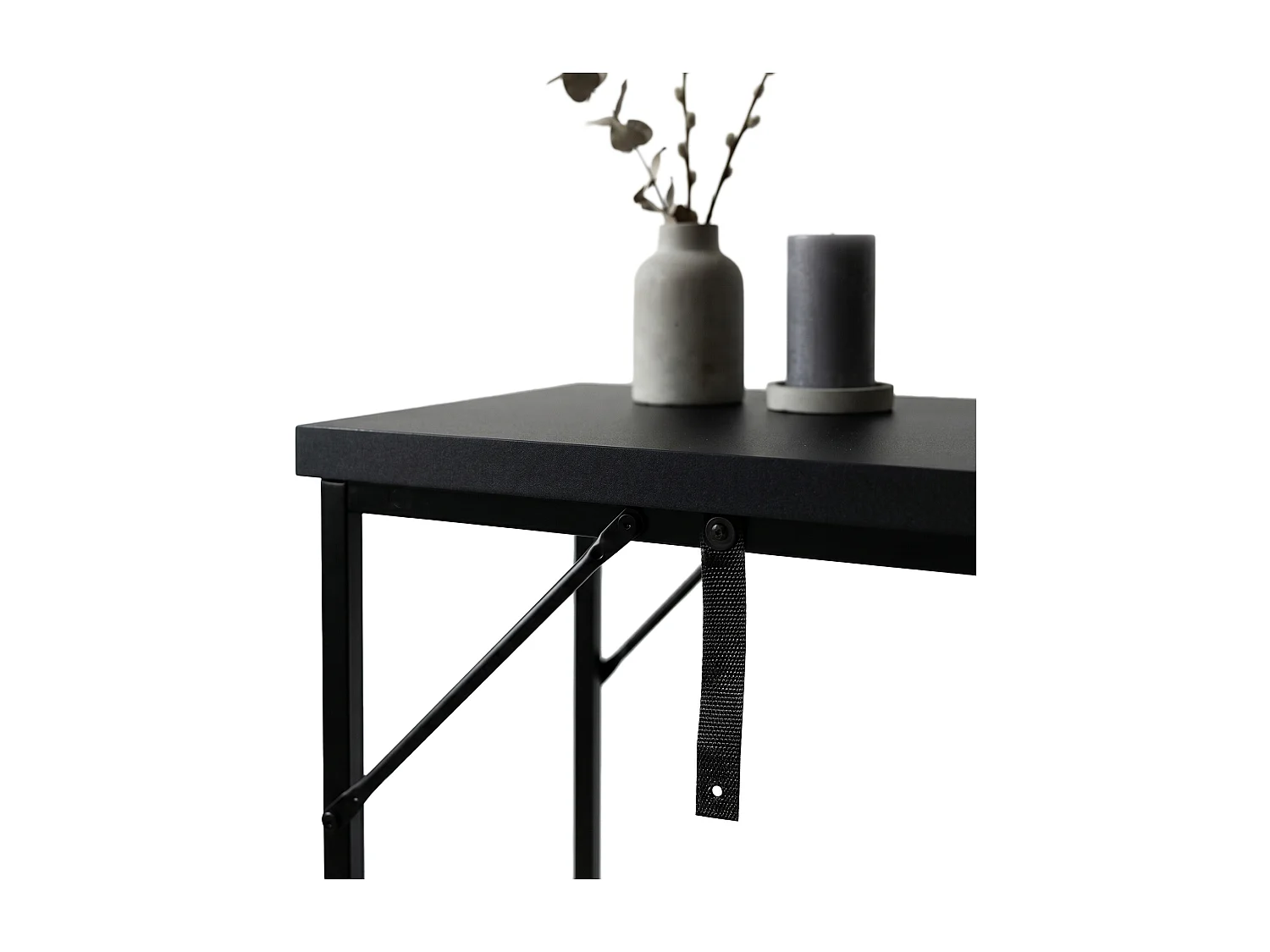 Table console style loft ORIGO 90 cm Noir Pieds noirs