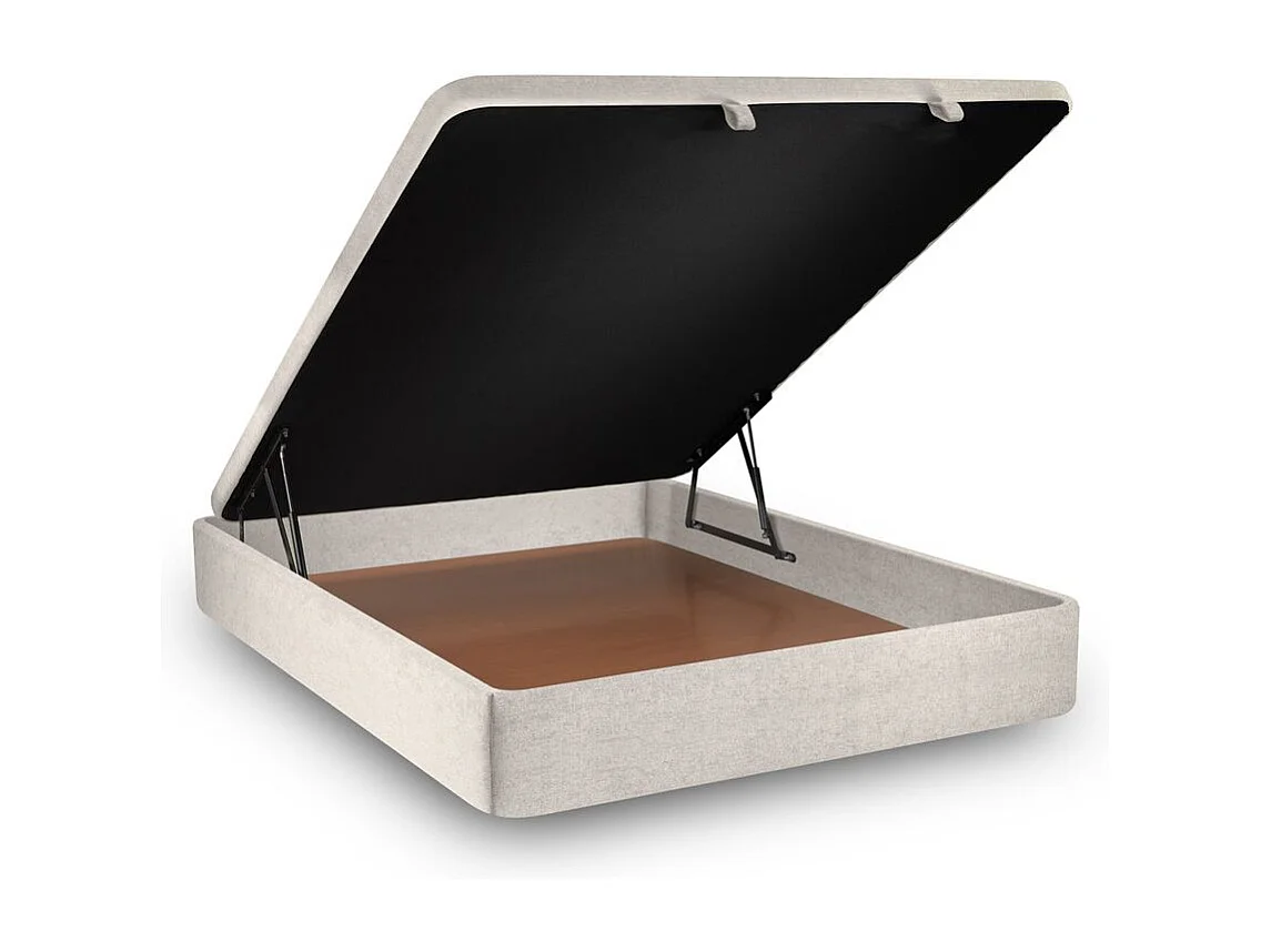 Lit coffre 180x200cm avec tête de lit tapissier Tissu Beige clair - Hauteur totale : 39cm