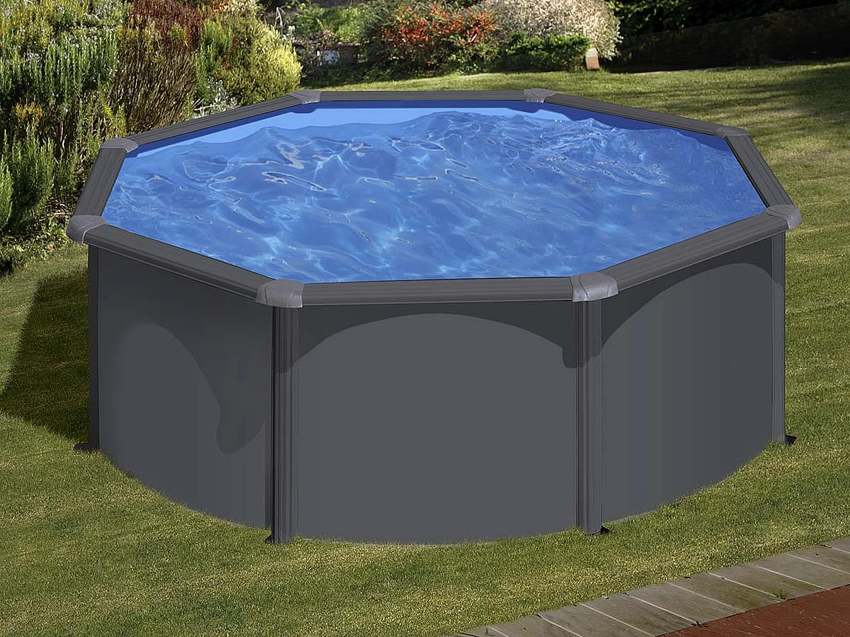 Piscine acier gris anthracite Louko ronde 3,20 x 1,22 m - Gré