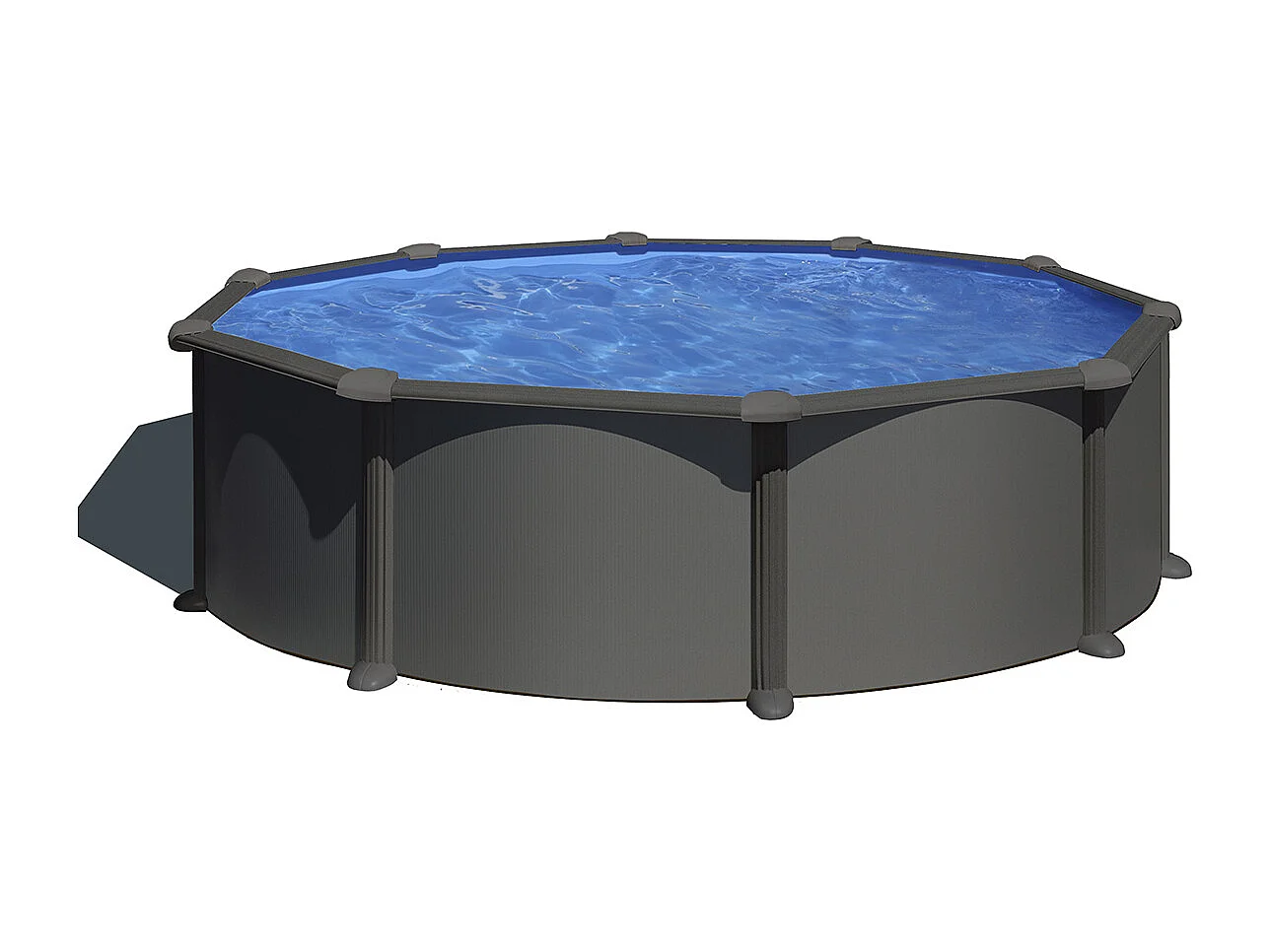 Piscine acier gris anthracite Juni ronde 4,80 x 1,32 m - Gré