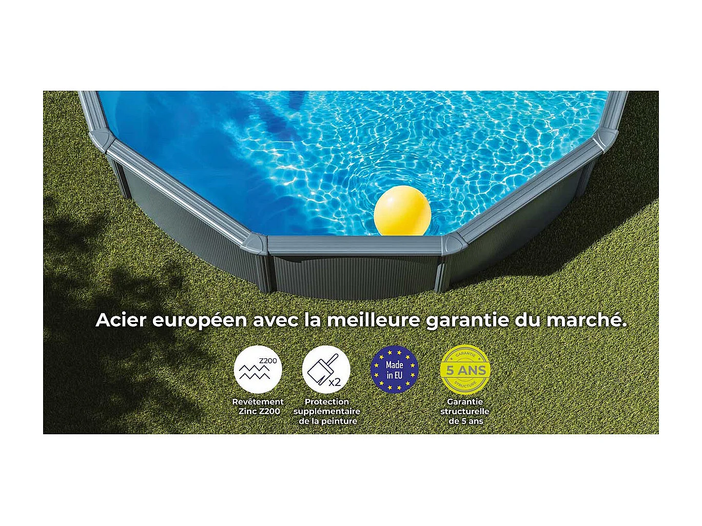 Piscine acier gris anthracite Juni ronde 4,80 x 1,32 m - Gré