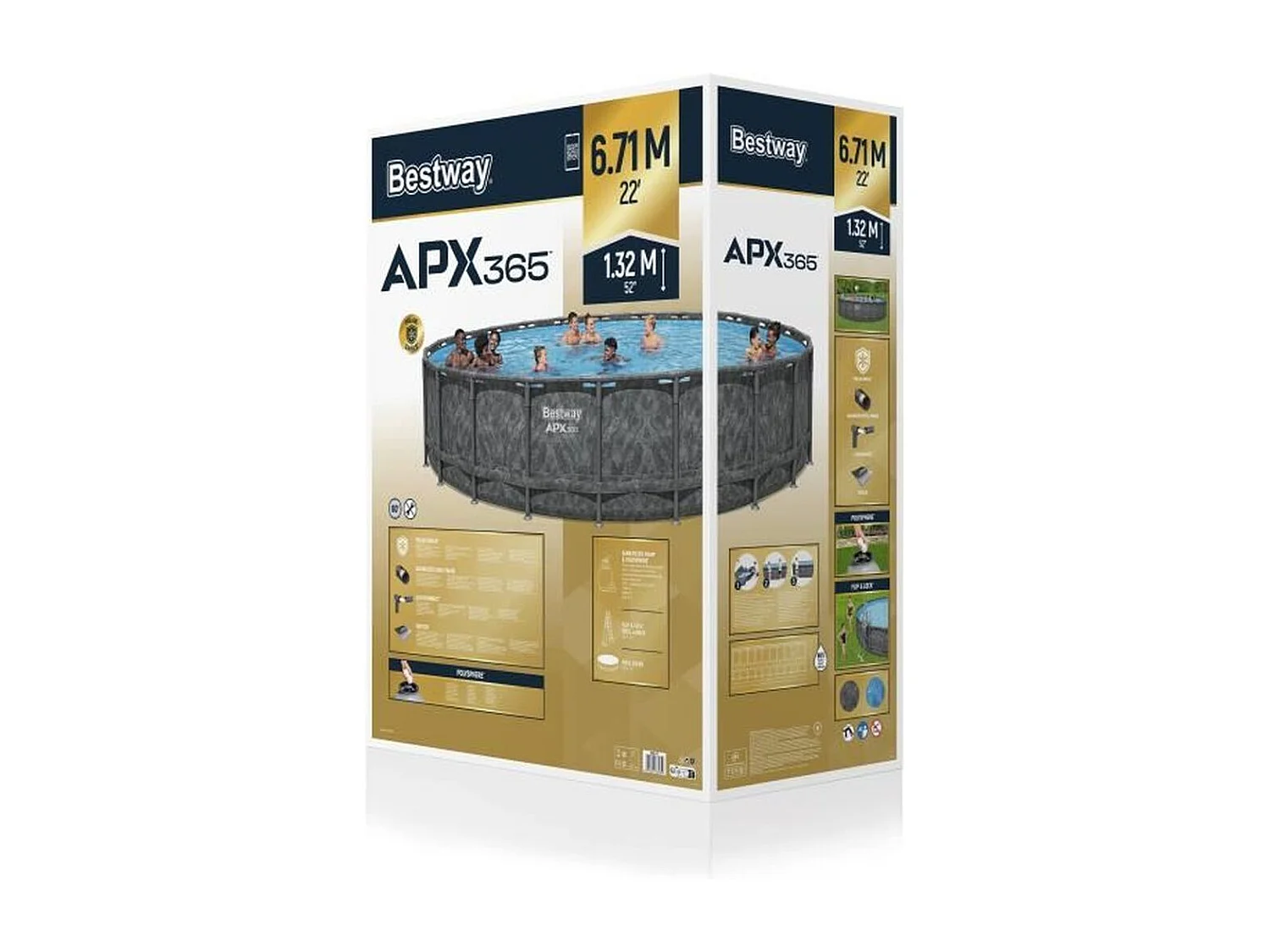 Bestway APX 365 Ronde Tubulaire Zwembad 6,71 x 1,32m met Filtratiesysteem en Accessoires