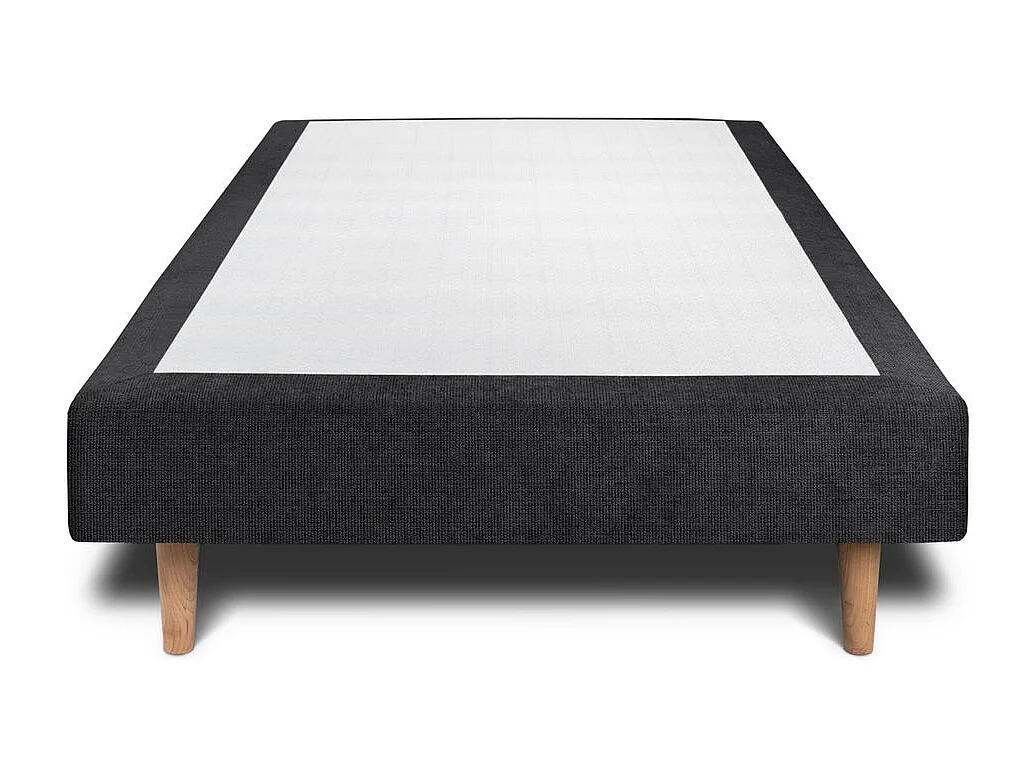 Lit 90x190cm avec tête de lit tapissier tissu et sommier tapissier Noir - Hauteur totale : 29cm