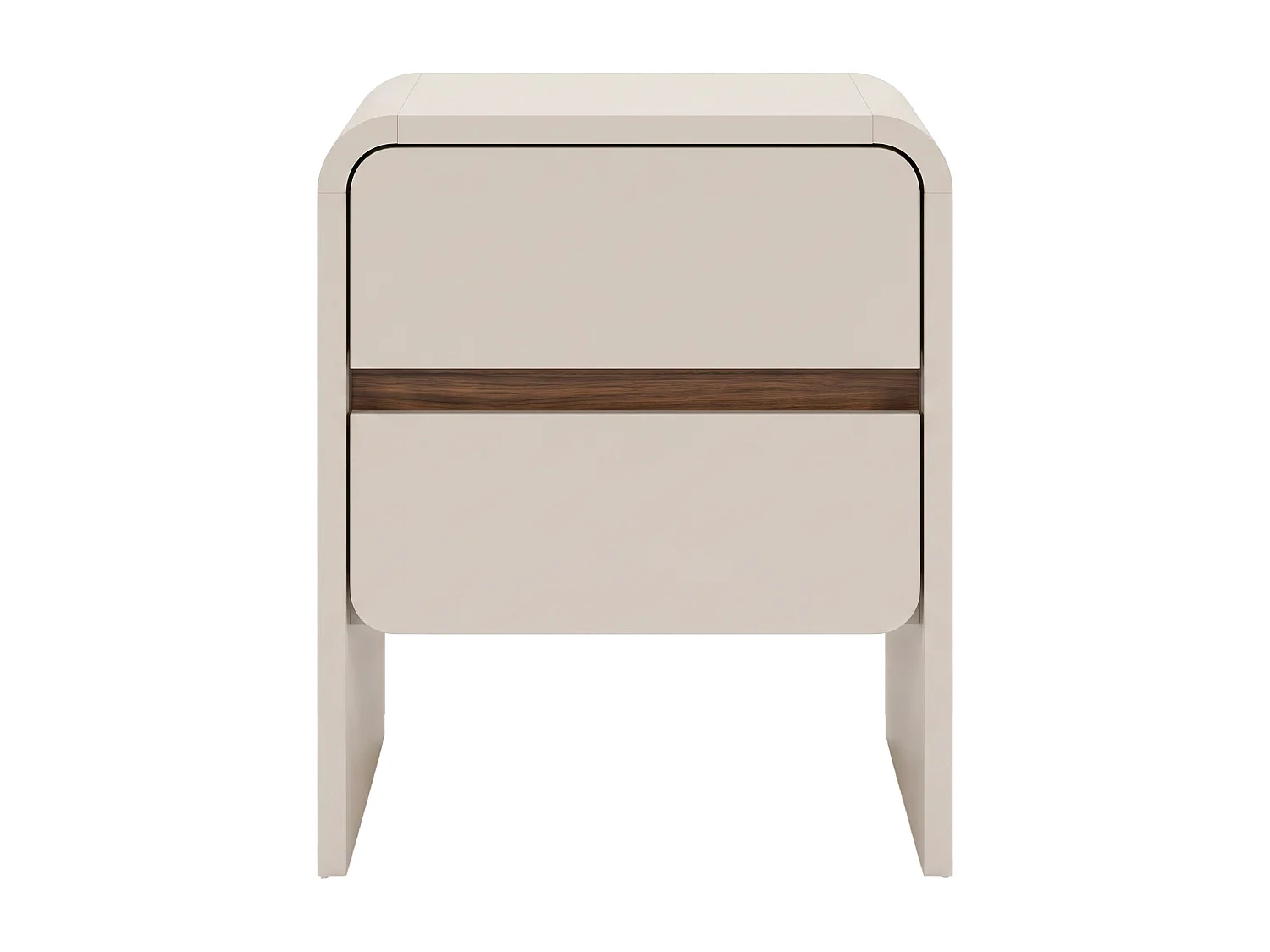 Table de chevet 2 tiroirs - Beige et naturel foncé - DYSARA