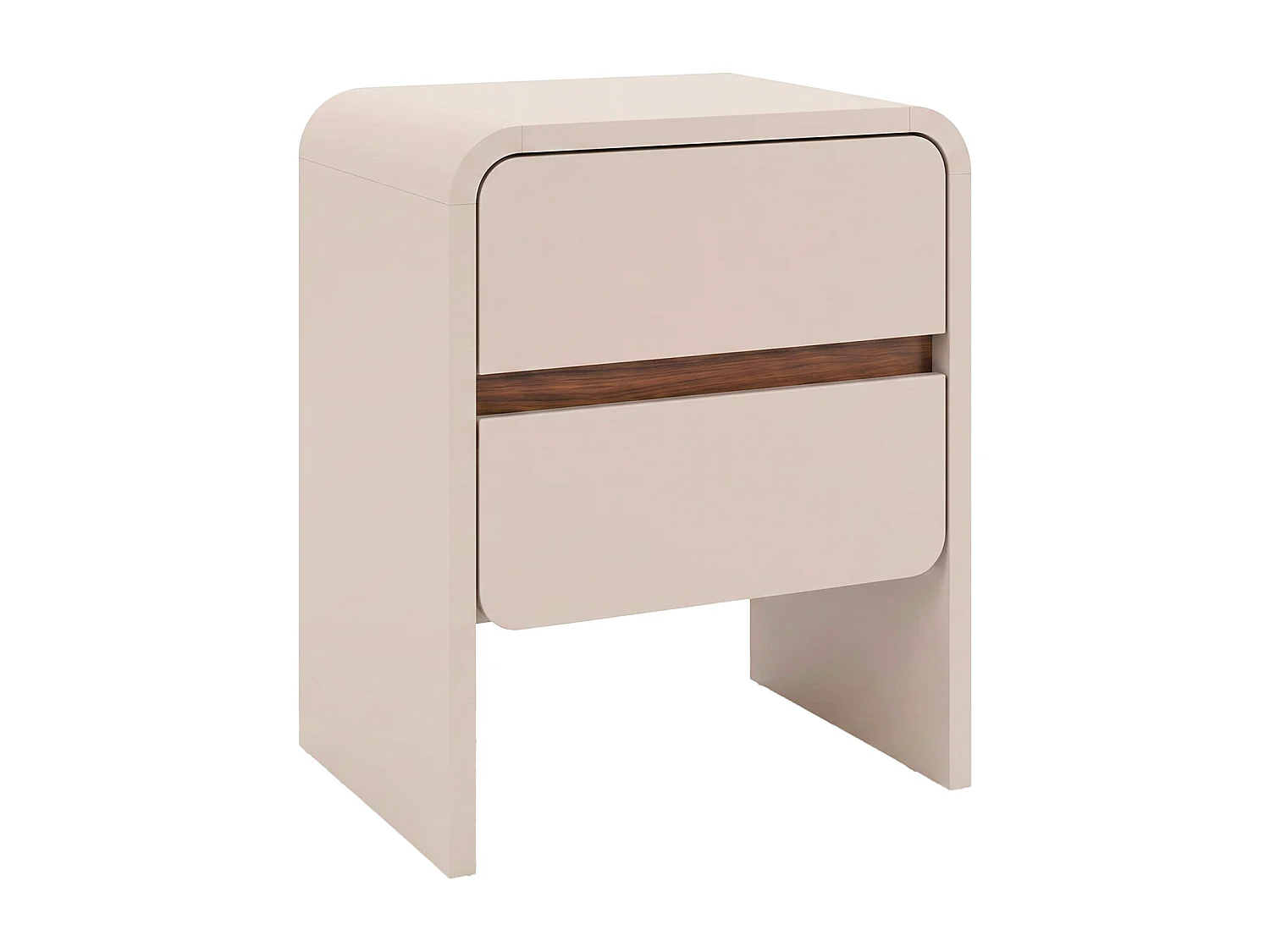 Table de chevet 2 tiroirs - Beige et naturel foncé - DYSARA