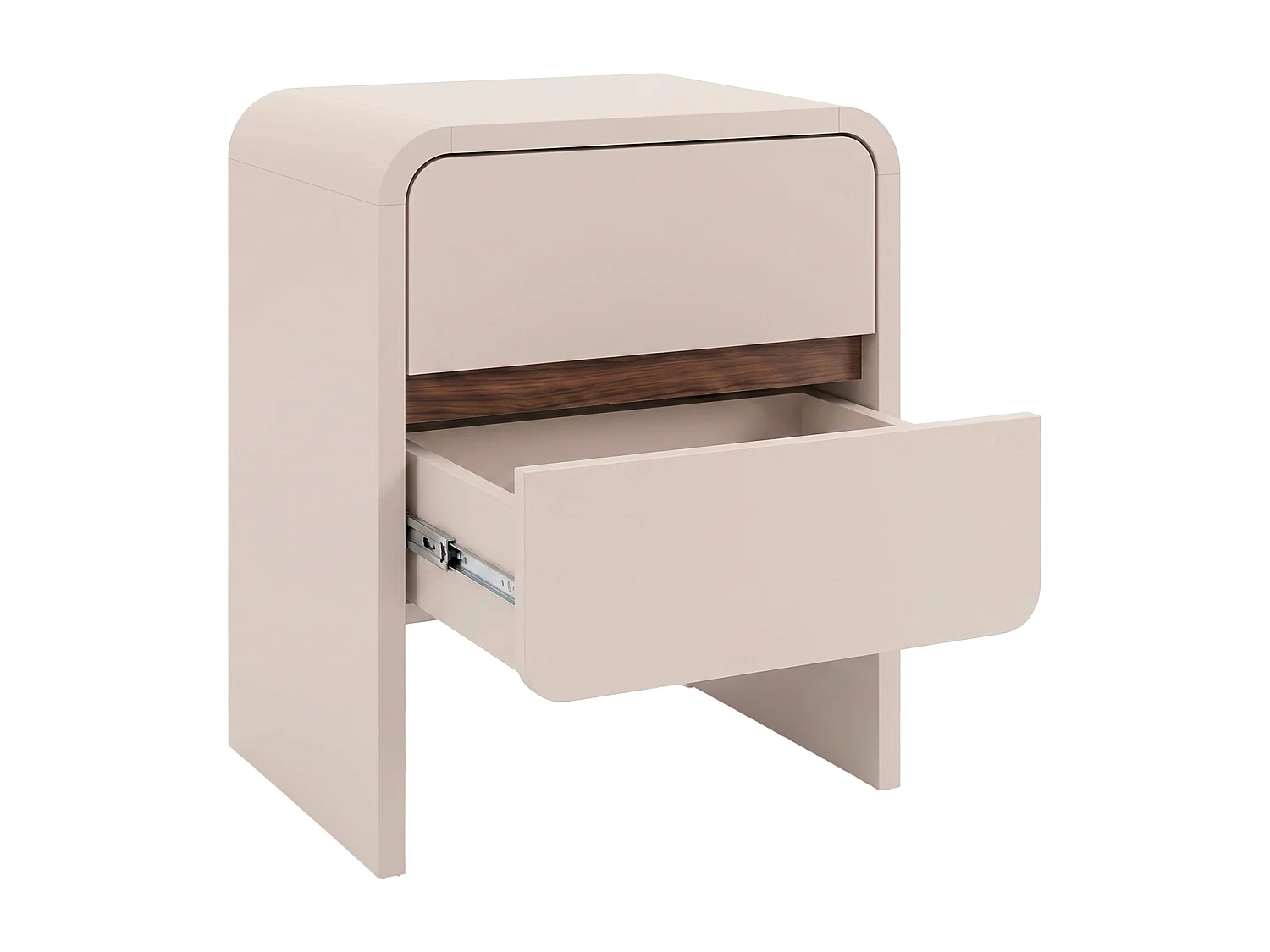 Table de chevet 2 tiroirs - Beige et naturel foncé - DYSARA