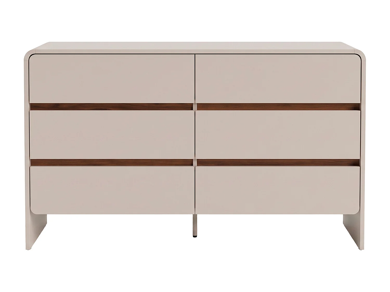 Commode 6 tiroirs - Beige et naturel foncé - DYSARA