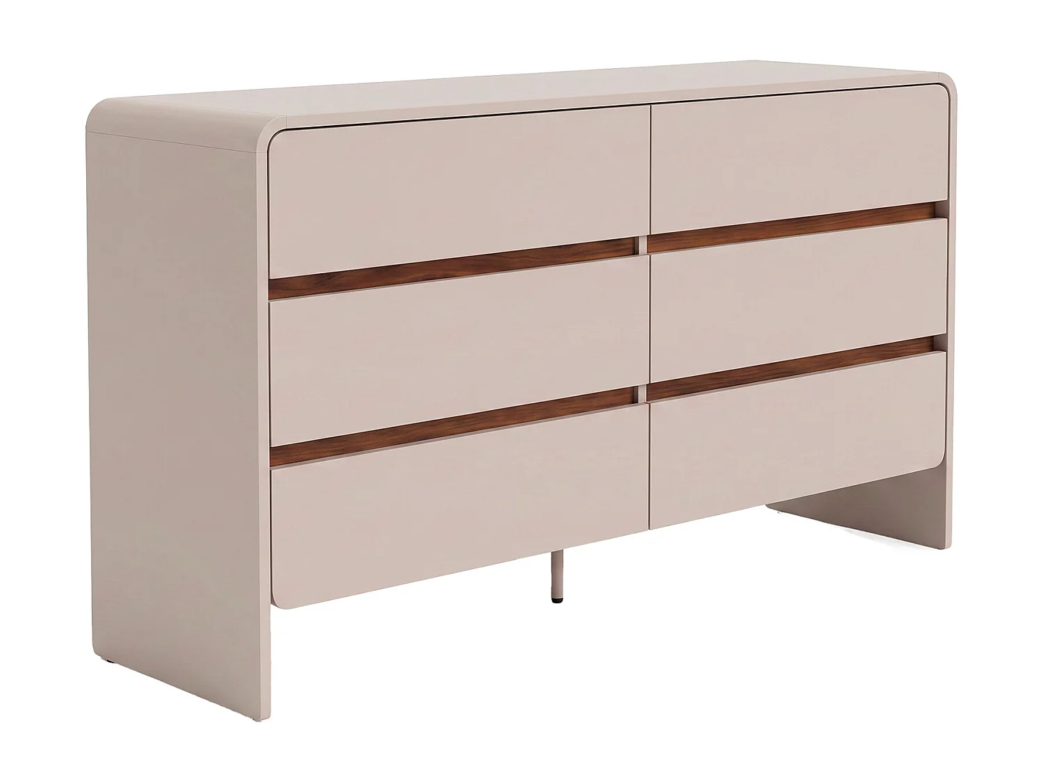 Commode 6 tiroirs - Beige et naturel foncé - DYSARA