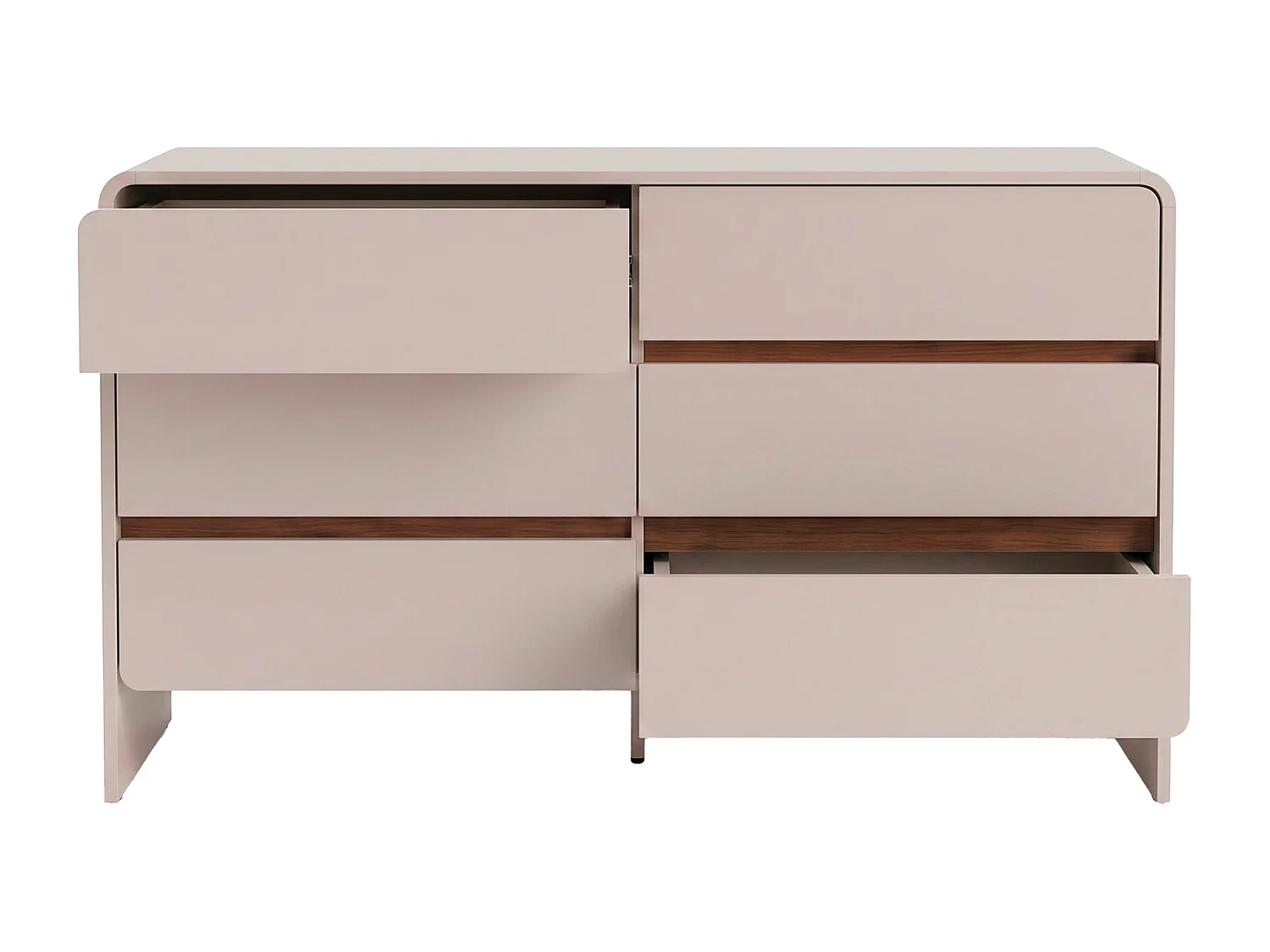Commode 6 tiroirs - Beige et naturel foncé - DYSARA