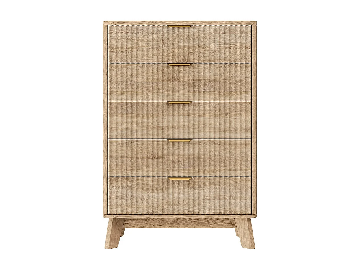 Organisateur d'armoire de stockage - 73 x 40 x 108 cm - Conception de panneau rainé avec 5 tiroirs - Bois