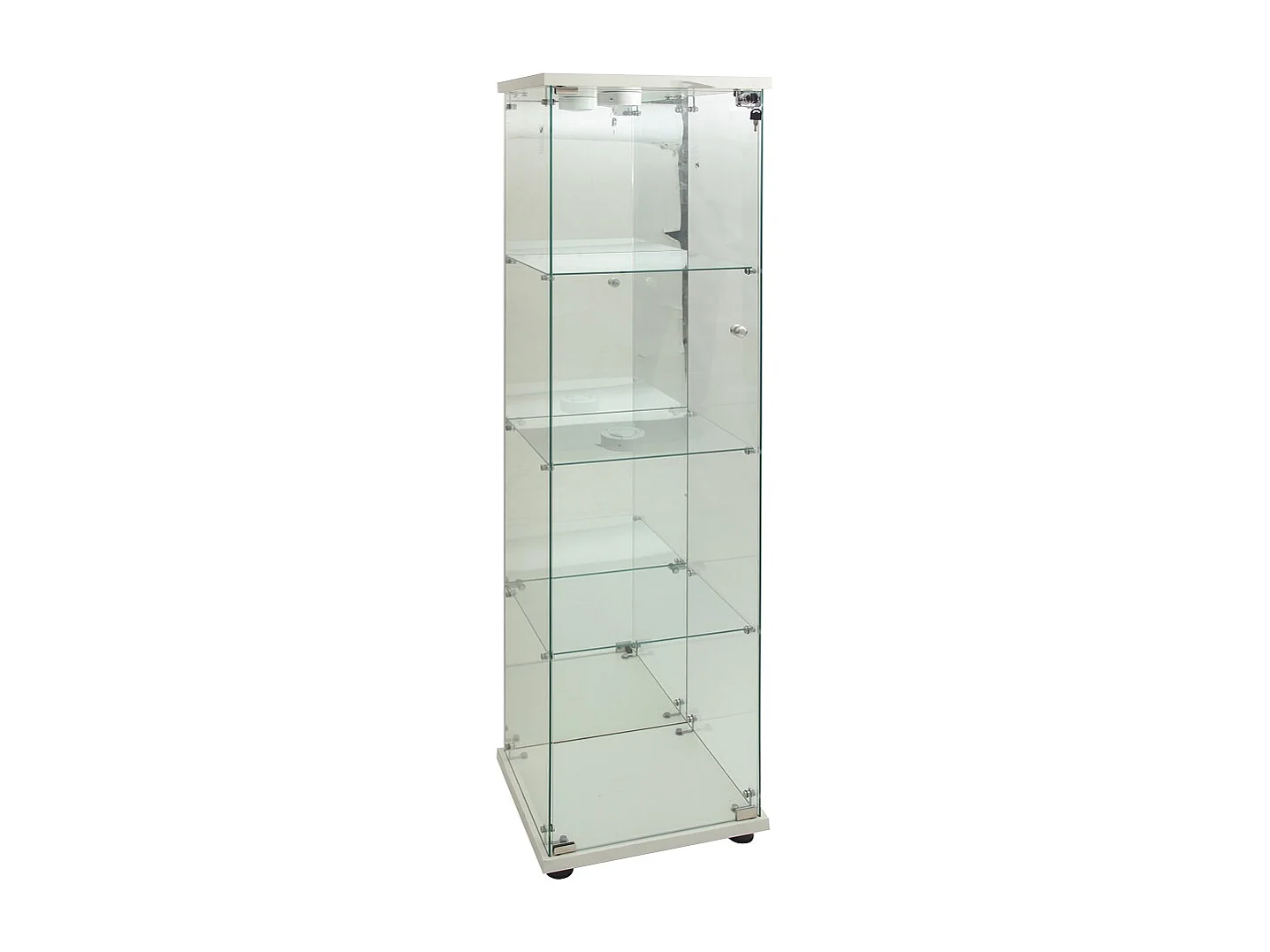 Moderna vitrina de cristal con iluminación LED - Blanca, 36,5 x 42,5 x 164 cm, 1 puerta 4 estantes