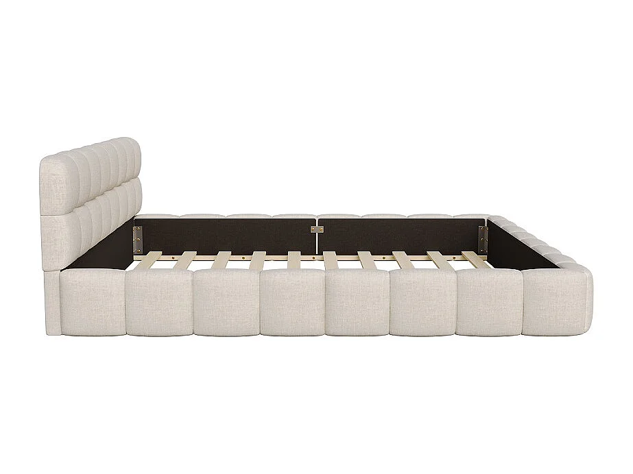 Lit plat - 140 x 190 cm - Design matelas avec dossier doux - Linge de maison - Beige
