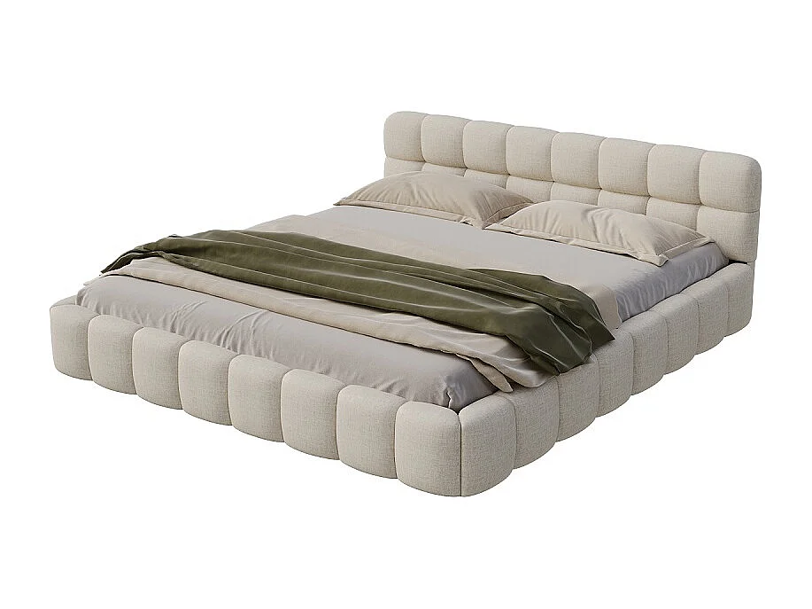 Lit plat - 140 x 190 cm - Design matelas avec dossier doux - Linge de maison - Beige