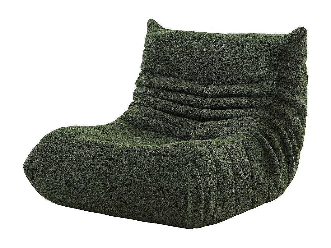 Canapés en sac de haricot - 86 x 105 x 75 cm - Canapé au sol sans bras avec dossier - Laine d'agneau - Vert