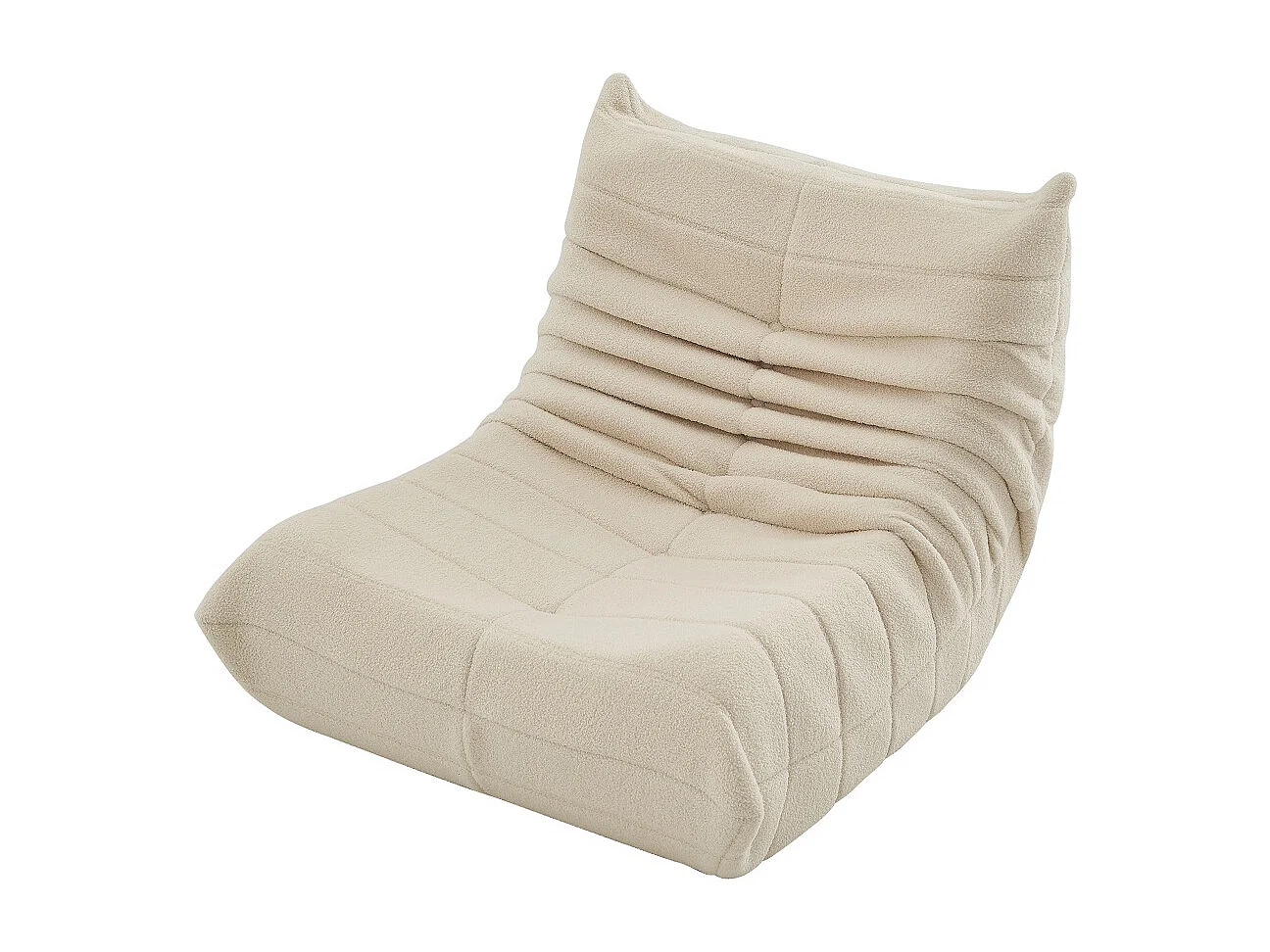 Canapés en sac de haricot - 86 x 105 x 75 cm - Canapé au sol sans bras avec dossier - Laine d'agneau - Beige