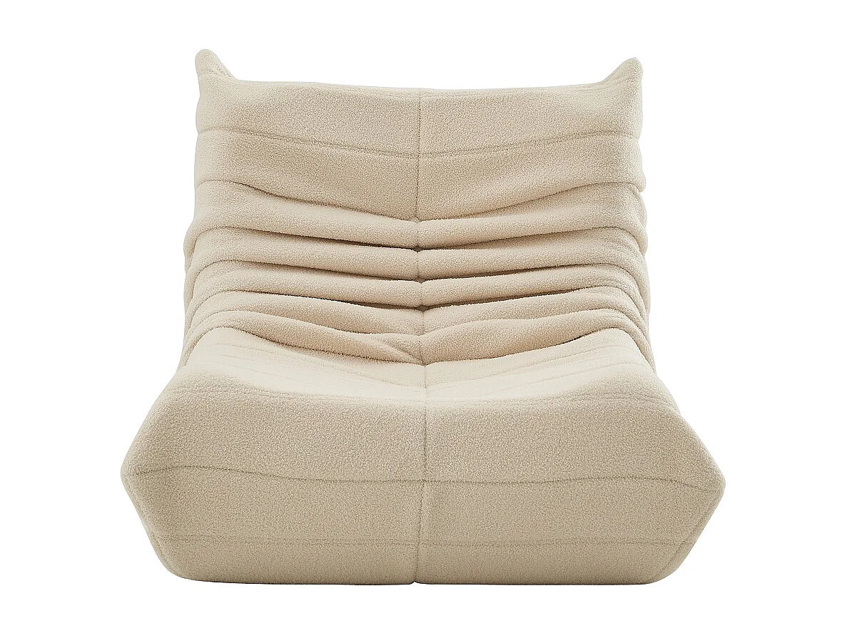 Canapés en sac de haricot - 86 x 105 x 75 cm - Canapé au sol sans bras avec dossier - Laine d'agneau - Beige