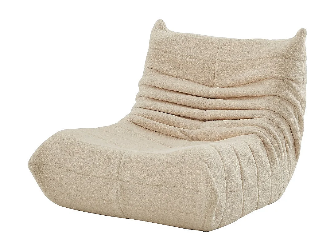 Canapés en sac de haricot - 86 x 105 x 75 cm - Canapé au sol sans bras avec dossier - Laine d'agneau - Beige