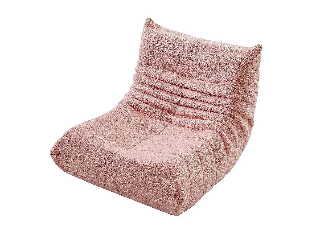 Canapés en sac de haricot - 86 x 105 x 75 cm - Canapé au sol sans bras avec dossier - Laine d'agneau - Rose