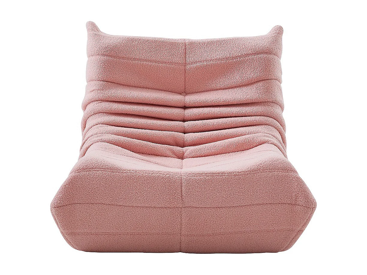 Canapés en sac de haricot - 86 x 105 x 75 cm - Canapé au sol sans bras avec dossier - Laine d'agneau - Rose