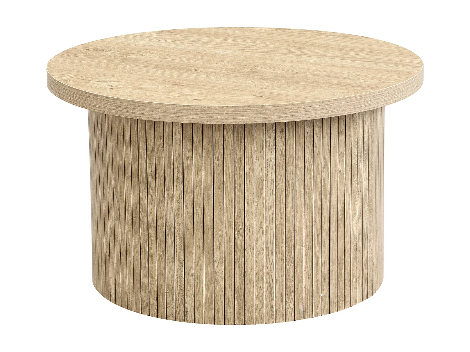 Tables Basses Rondes en MDF - Bois Naturel - 66+40cm - Set de 2