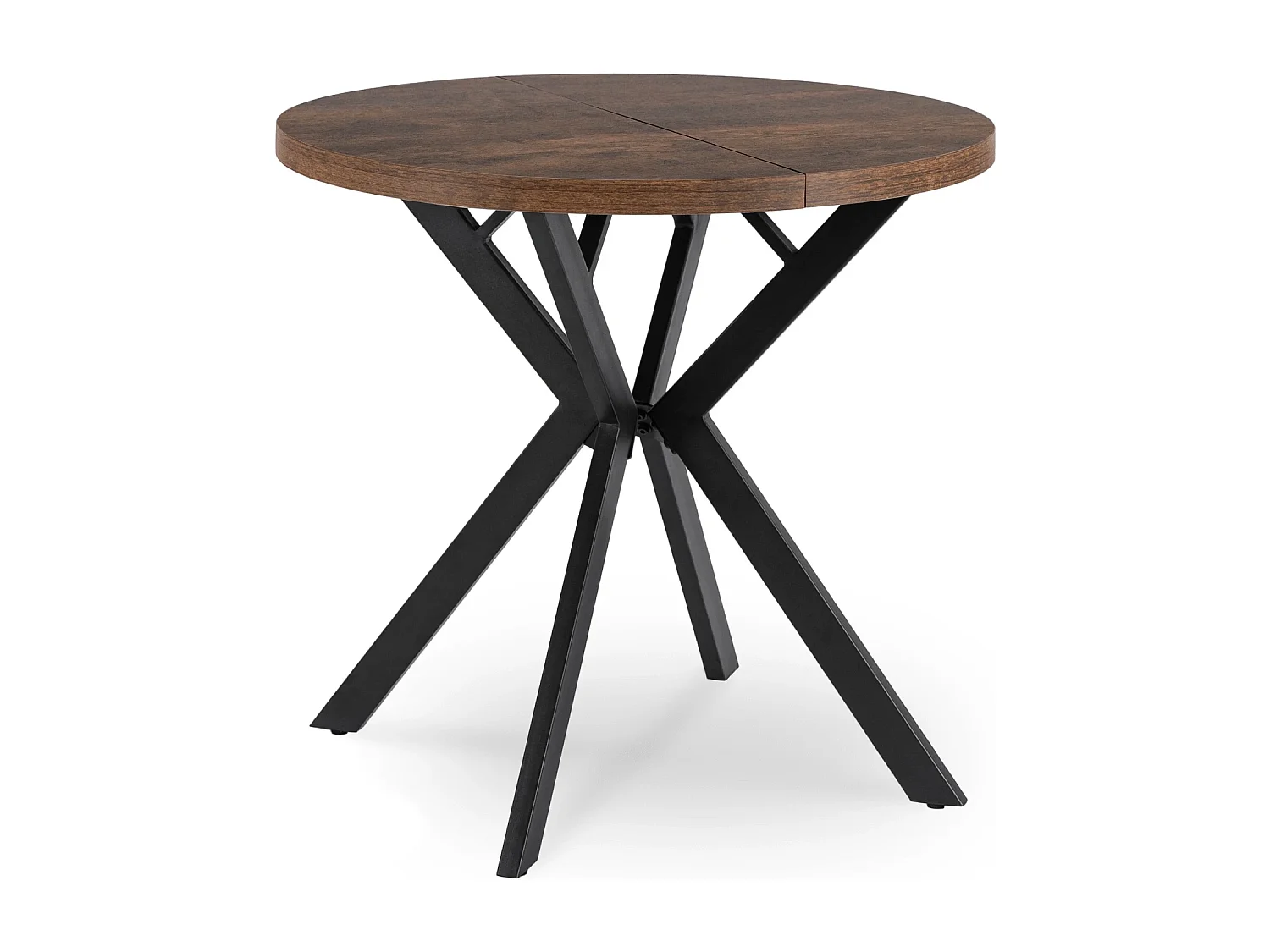 Table extensible DORIAN de dimensions 80-160 cm en chêne rustique avec pieds noirs