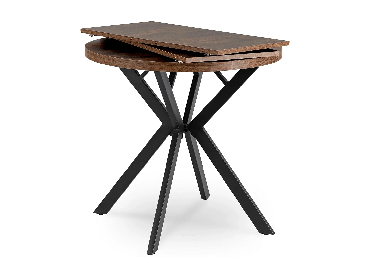 Table extensible DORIAN de dimensions 80-160 cm en chêne rustique avec pieds noirs