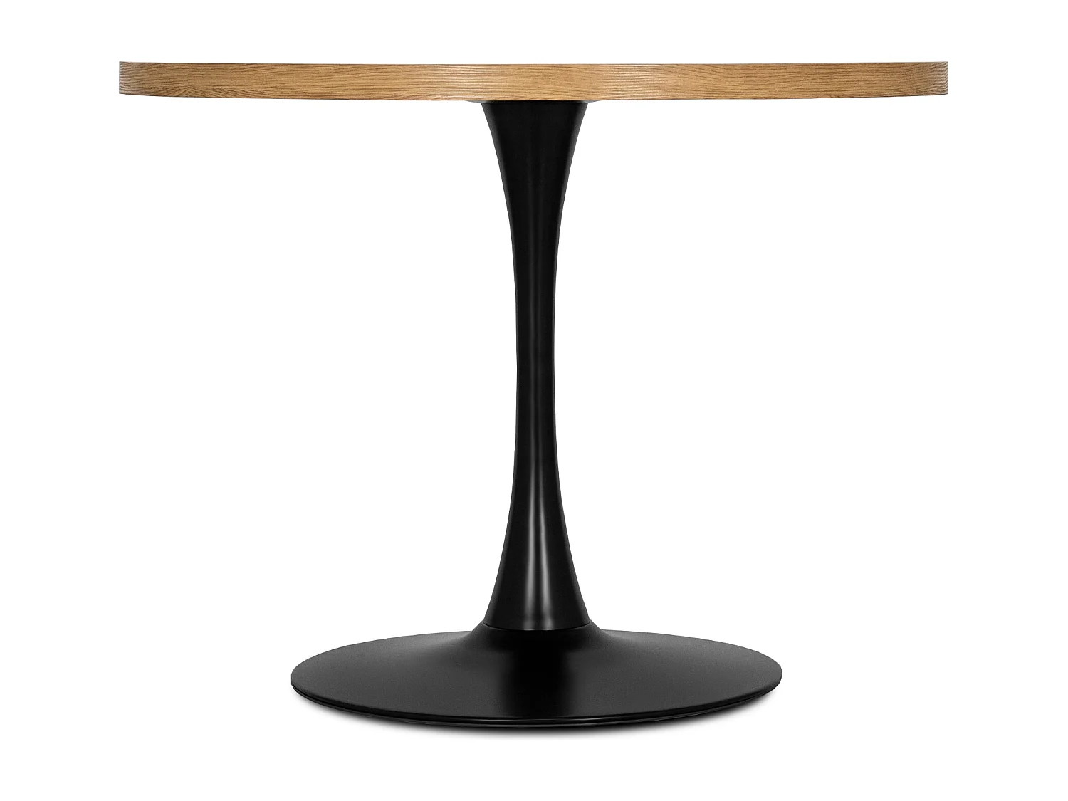 Table en lino, 100 cm en chêne doré avec des pieds noirs