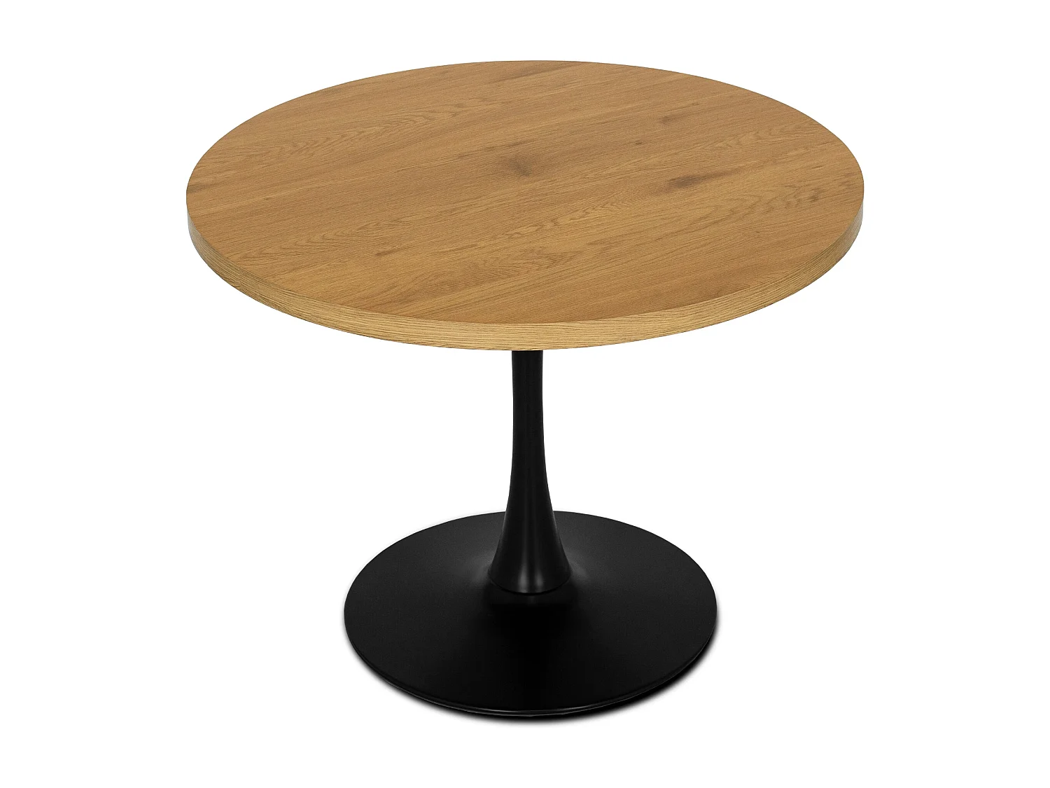 Table en lino, 100 cm en chêne doré avec des pieds noirs