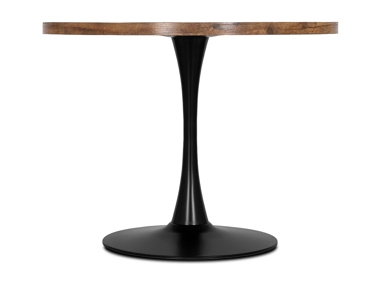 Table en linéro, 100 cm en chêne rustique, avec des pieds noirs
