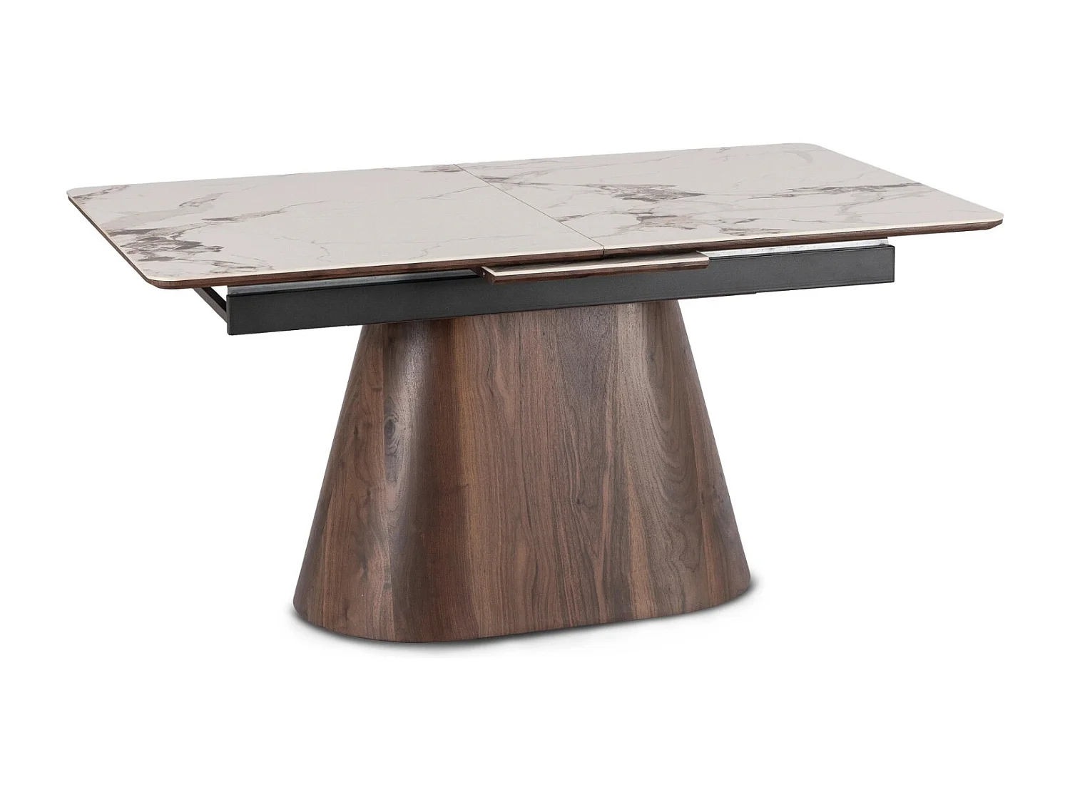 Extendable table LISBON in dimensions 160-200 cm in White Marble legs in Walnut