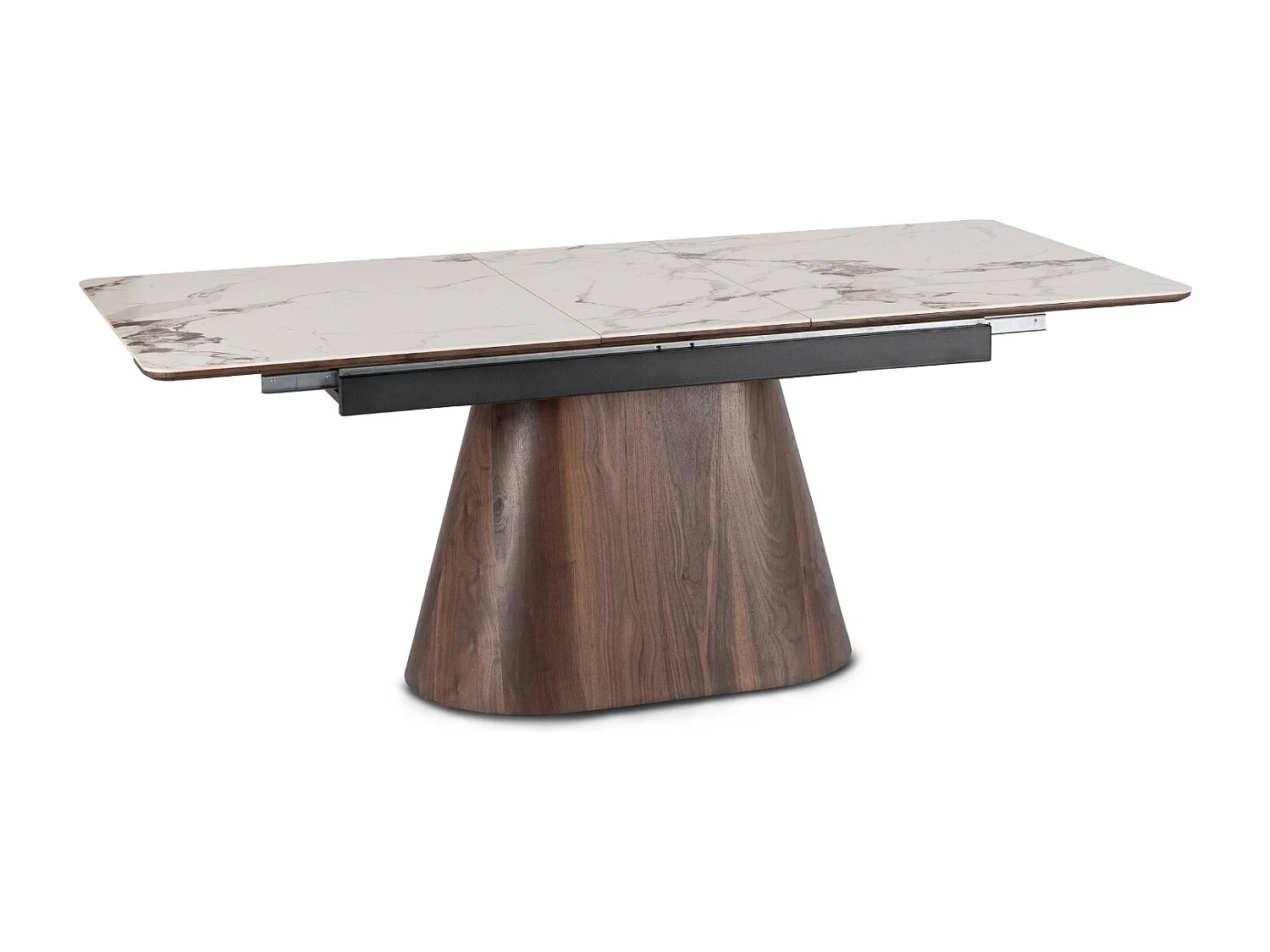 Extendable table LISBON in dimensions 160-200 cm in White Marble legs in Walnut