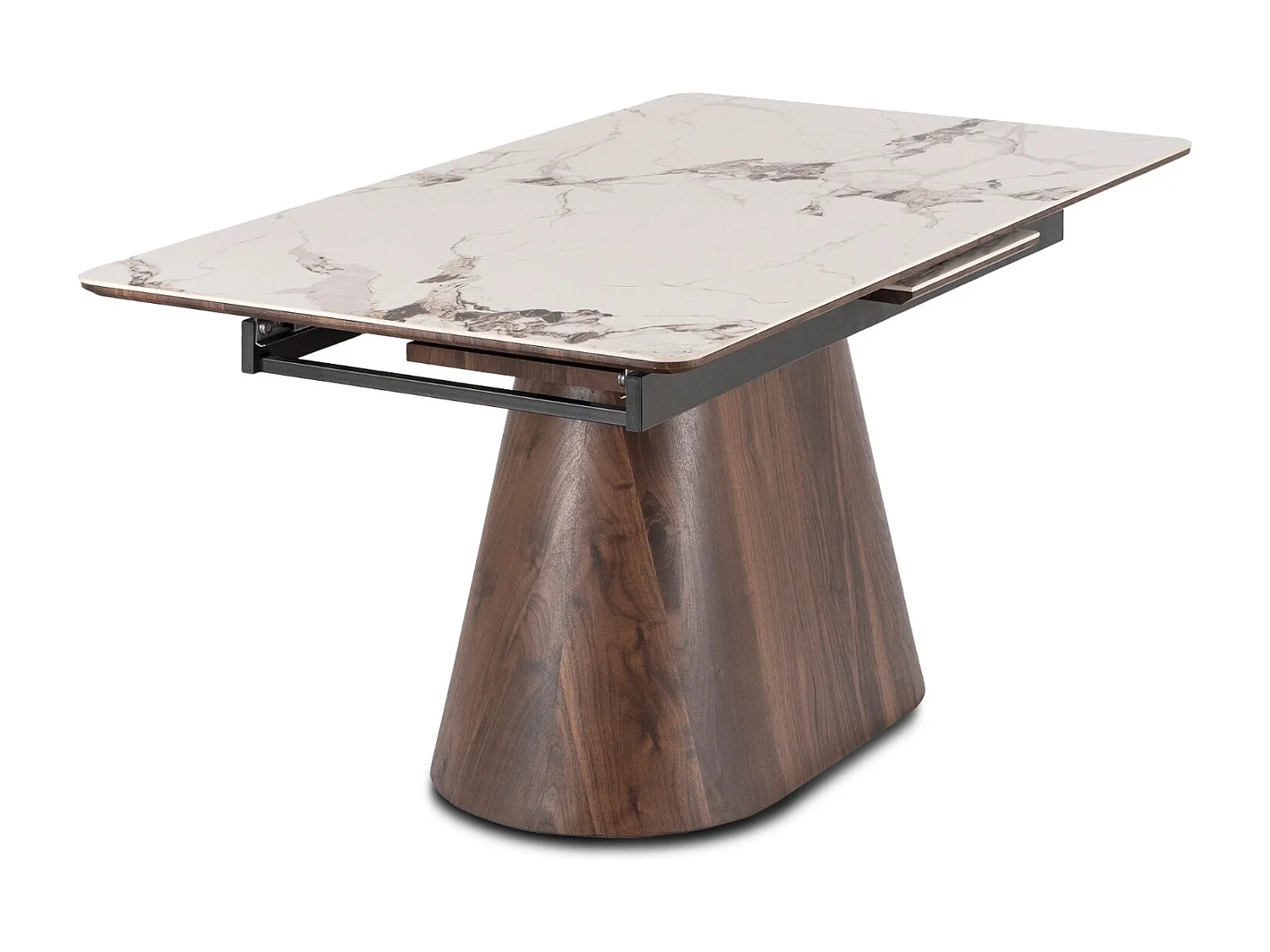 Extendable table LISBON in dimensions 160-200 cm in White Marble legs in Walnut