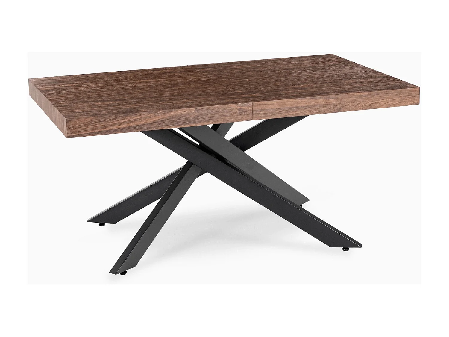Table extensible HAMPTON de dimensions 160-240 cm en noyer avec pieds en noir
